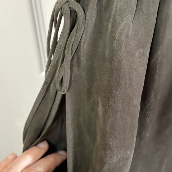 Objects Without Meaning Hi-Neck Halter Dress Gathered Green Lagenlook sz Medium - Picture 8 of 16